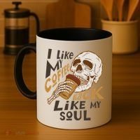 Funny I Like My Coffee Black Like My Soul Skeleton Coffee Lover Coffee Mug thumb 4
