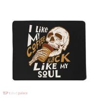 Funny I Like My Coffee Black Like My Soul Skeleton Coffee Lover Mousepad thumb 0