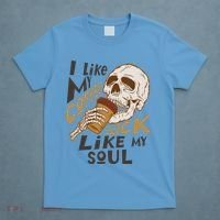 Funny I Like My Coffee Black Like My Soul Skeleton Coffee Lover T-Shirt thumb 4