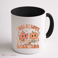 Fall In Love With Learning Teacher Trick Or Teach Teacher Gift Coffee Mug thumb 1