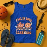 Fall In Love With Learning Teacher Trick Or Teach Teacher Gift Tank Top thumb 4