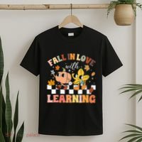 Fall In Love With Learning Thanksgiving Teacher T-Shirt thumb 2
