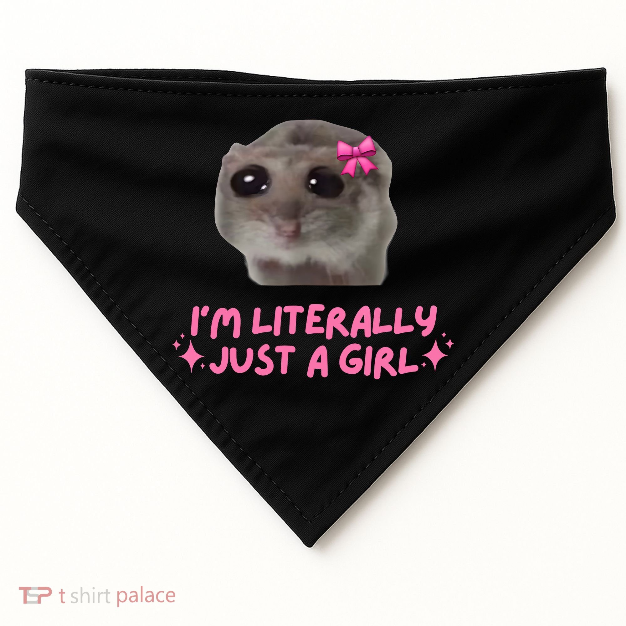 Funny IM Literally Just A Girl Sad Hamster Meme USA-Made Doggie Bandana
