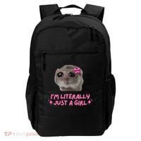 Funny IM Literally Just A Girl Sad Hamster Meme Backpack thumb 0