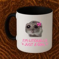 Funny IM Literally Just A Girl Sad Hamster Meme Coffee Mug thumb 2