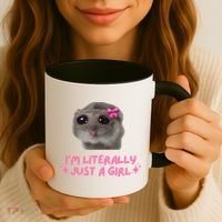 Funny IM Literally Just A Girl Sad Hamster Meme Coffee Mug thumb 3