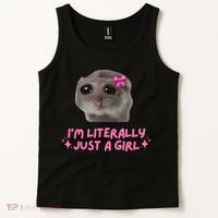 Funny IM Literally Just A Girl Sad Hamster Meme Tank Top thumb 2