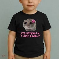 Funny IM Literally Just A Girl Sad Hamster Meme Toddler T-Shirt thumb 2