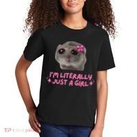 Funny IM Literally Just A Girl Sad Hamster Meme Kids T-Shirt thumb 2