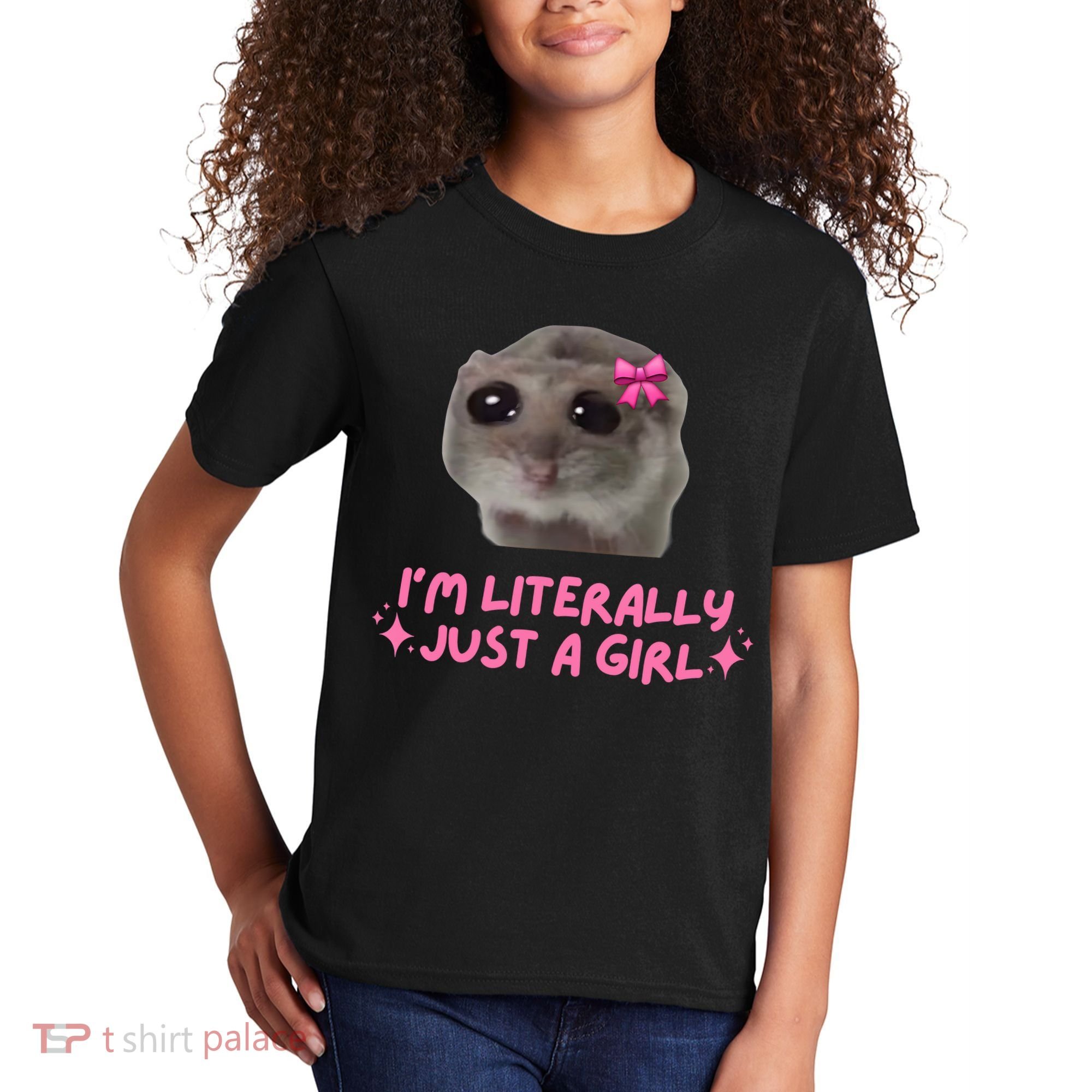 Funny IM Literally Just A Girl Sad Hamster Meme Kids T-Shirt
