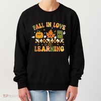 Fall In Love With Learning Retro Pumpkin Thanksgiving Women's Sweatshirt thumb 0