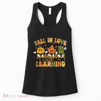Fall In Love With Learning Retro Pumpkin Thanksgiving Women's Tank Top thumb 0