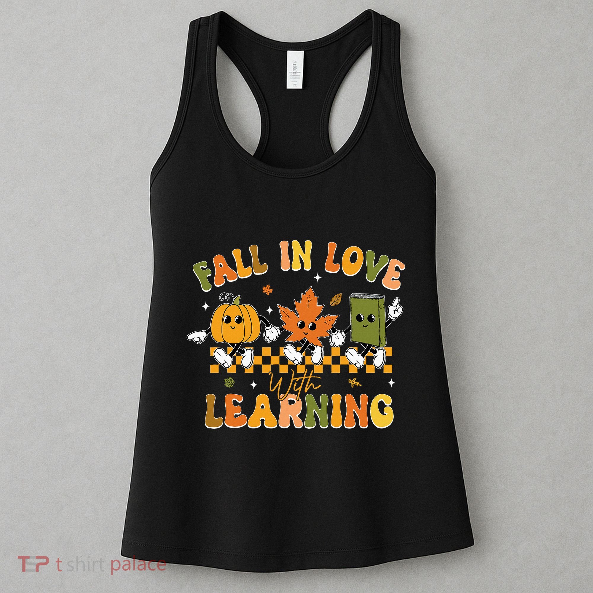 Fall In Love With Learning Retro Pumpkin Thanksgiving Women's Tank Top