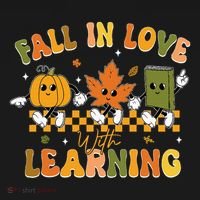 Fall In Love With Learning Retro Pumpkin Thanksgiving Women's Long Sleeve Shirt thumb 2