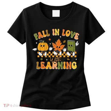 Fall In Love With Learning Retro Pumpkin Thanksgiving Women's T-Shirt
