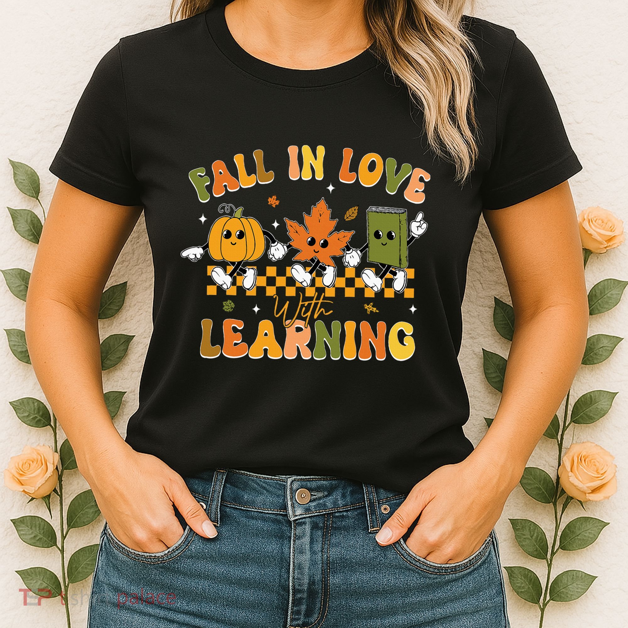 Fall In Love With Learning Retro Pumpkin Thanksgiving Women's T-Shirt