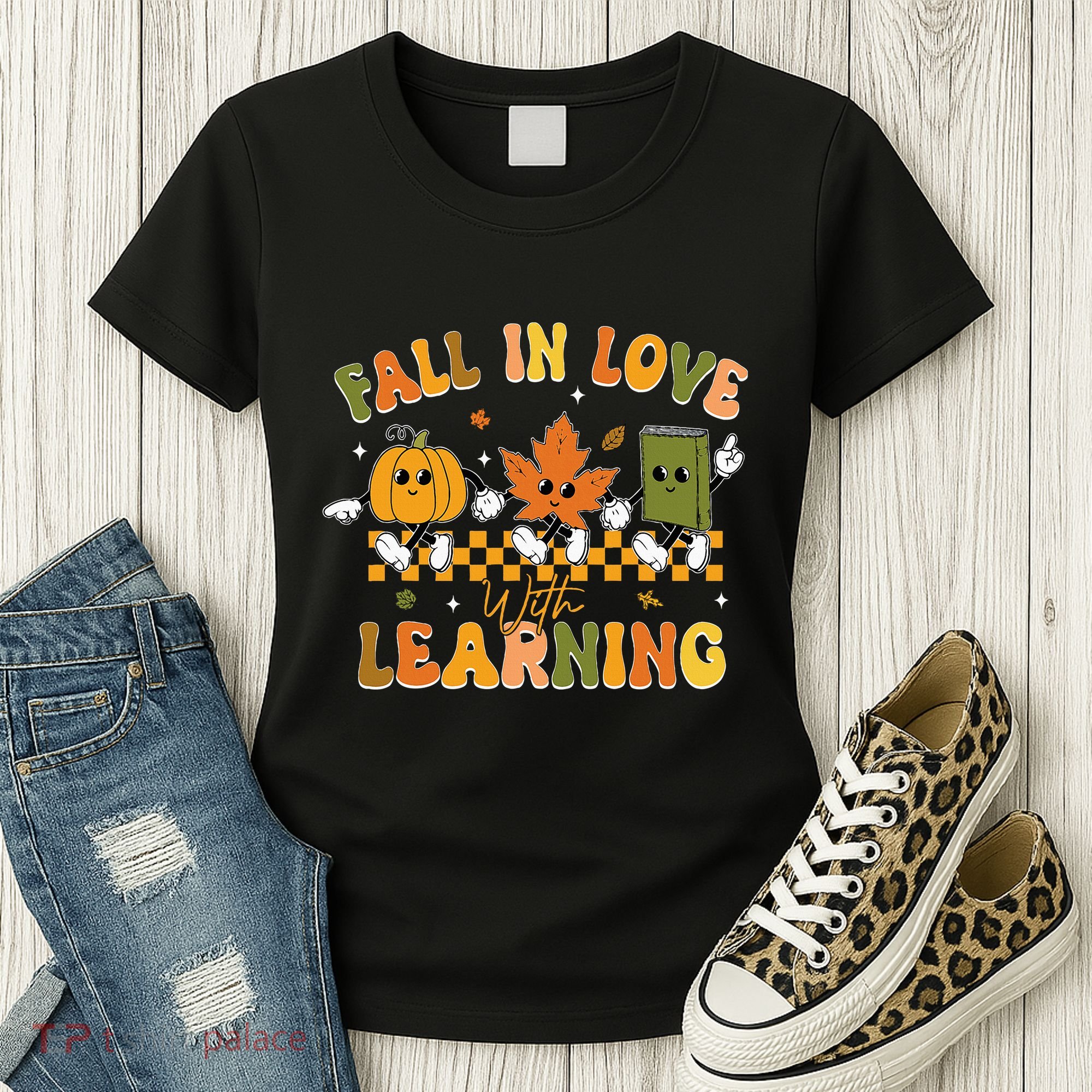 Fall In Love With Learning Retro Pumpkin Thanksgiving Women's T-Shirt