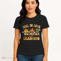 Fall In Love With Learning Retro Pumpkin Thanksgiving Women's T-Shirt thumb 4