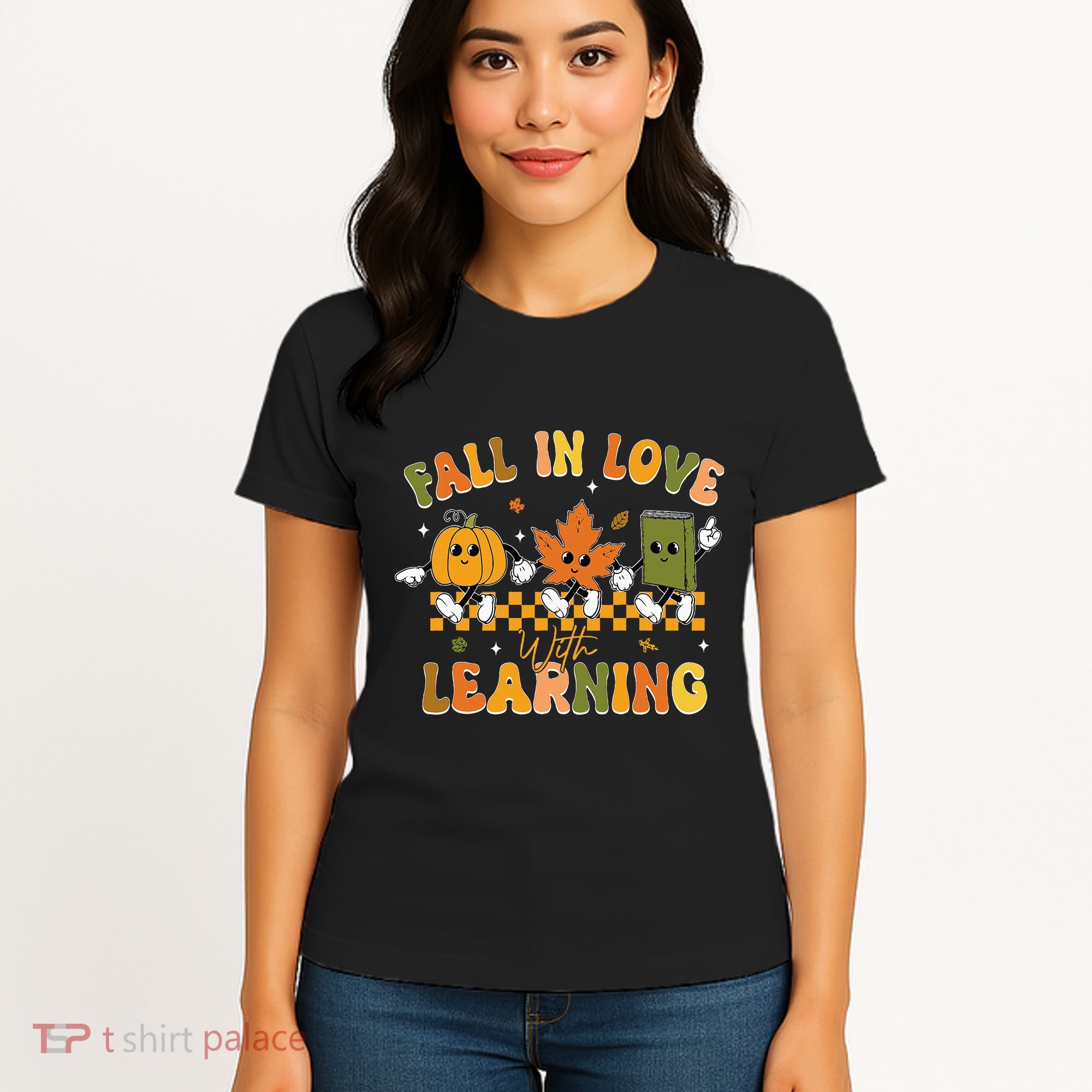 Fall In Love With Learning Retro Pumpkin Thanksgiving Women's T-Shirt