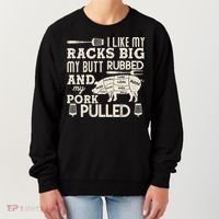 Funny I Like My Racks Big Butt Rubbed And Pork Pulled Meat Cut Lines Women's Sweatshirt thumb 0