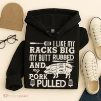 Funny I Like My Racks Big Butt Rubbed And Pork Pulled Meat Cut Lines Hoodie thumb 4