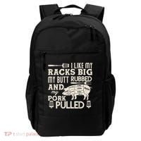 Funny I Like My Racks Big Butt Rubbed And Pork Pulled Meat Cut Lines Backpack thumb 0