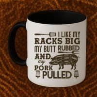 Funny I Like My Racks Big Butt Rubbed And Pork Pulled Meat Cut Lines Coffee Mug thumb 2
