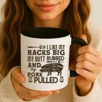 Funny I Like My Racks Big Butt Rubbed And Pork Pulled Meat Cut Lines Coffee Mug thumb 3