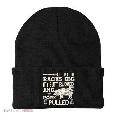 Funny I Like My Racks Big Butt Rubbed And Pork Pulled Meat Cut Lines Beanie