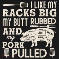 Funny I Like My Racks Big Butt Rubbed And Pork Pulled Meat Cut Lines Women's Hoodie thumb 2