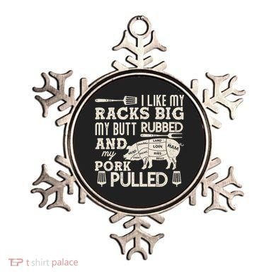 Funny I Like My Racks Big Butt Rubbed And Pork Pulled Meat Cut Lines Ornament