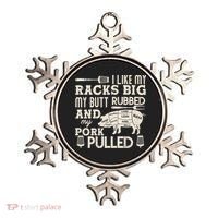 Funny I Like My Racks Big Butt Rubbed And Pork Pulled Meat Cut Lines Ornament thumb 0