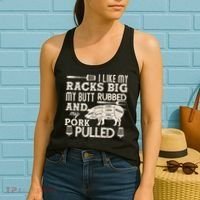 Funny I Like My Racks Big Butt Rubbed And Pork Pulled Meat Cut Lines Women's Tank Top thumb 2