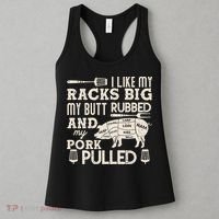 Funny I Like My Racks Big Butt Rubbed And Pork Pulled Meat Cut Lines Women's Tank Top thumb 3