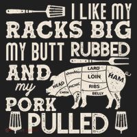 Funny I Like My Racks Big Butt Rubbed And Pork Pulled Meat Cut Lines Golf Towel thumb 3
