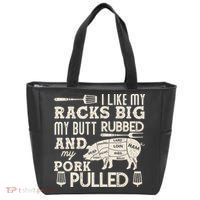 Funny I Like My Racks Big Butt Rubbed And Pork Pulled Meat Cut Lines Tote Bag thumb 0