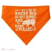 Funny I Like My Racks Big Butt Rubbed And Pork Pulled Meat Cut Lines USA-Made Doggie Bandana thumb 0