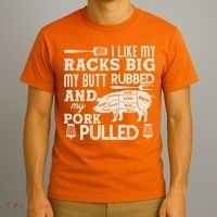Funny I Like My Racks Big Butt Rubbed And Pork Pulled Meat Cut Lines T-Shirt thumb 3