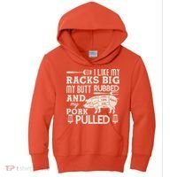 Funny I Like My Racks Big Butt Rubbed And Pork Pulled Meat Cut Lines Kids Hoodie thumb 0