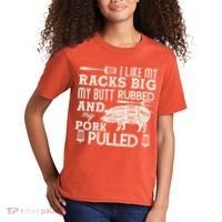 Funny I Like My Racks Big Butt Rubbed And Pork Pulled Meat Cut Lines Kids T-Shirt thumb 2