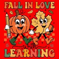 Fall In Love With Learning Thanksgiving Teacher Student Santa Hat thumb 1