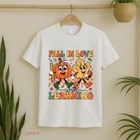 Fall In Love With Learning Thanksgiving Teacher Student T-Shirt thumb 2