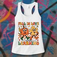 Fall In Love With Learning Thanksgiving Teacher Student Women's Tank Top thumb 3