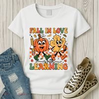 Fall In Love With Learning Thanksgiving Teacher Student Women's T-Shirt thumb 3