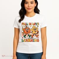 Fall In Love With Learning Thanksgiving Teacher Student Women's T-Shirt thumb 4