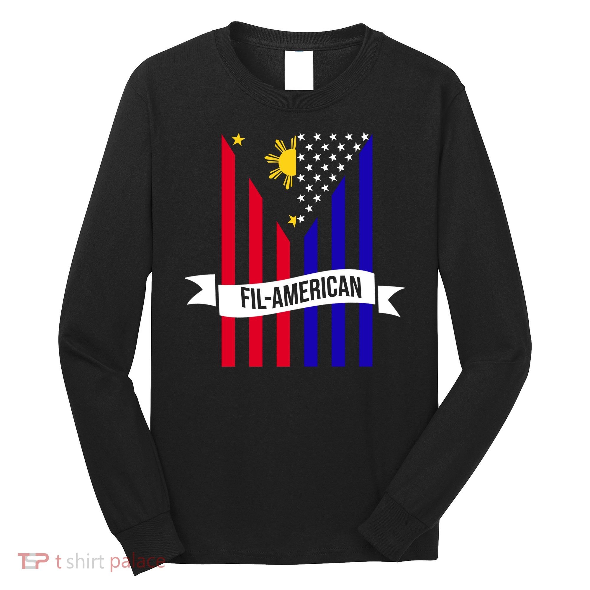 FillAmerican Filipino Philippines USA Flag Long Sleeve Shirt