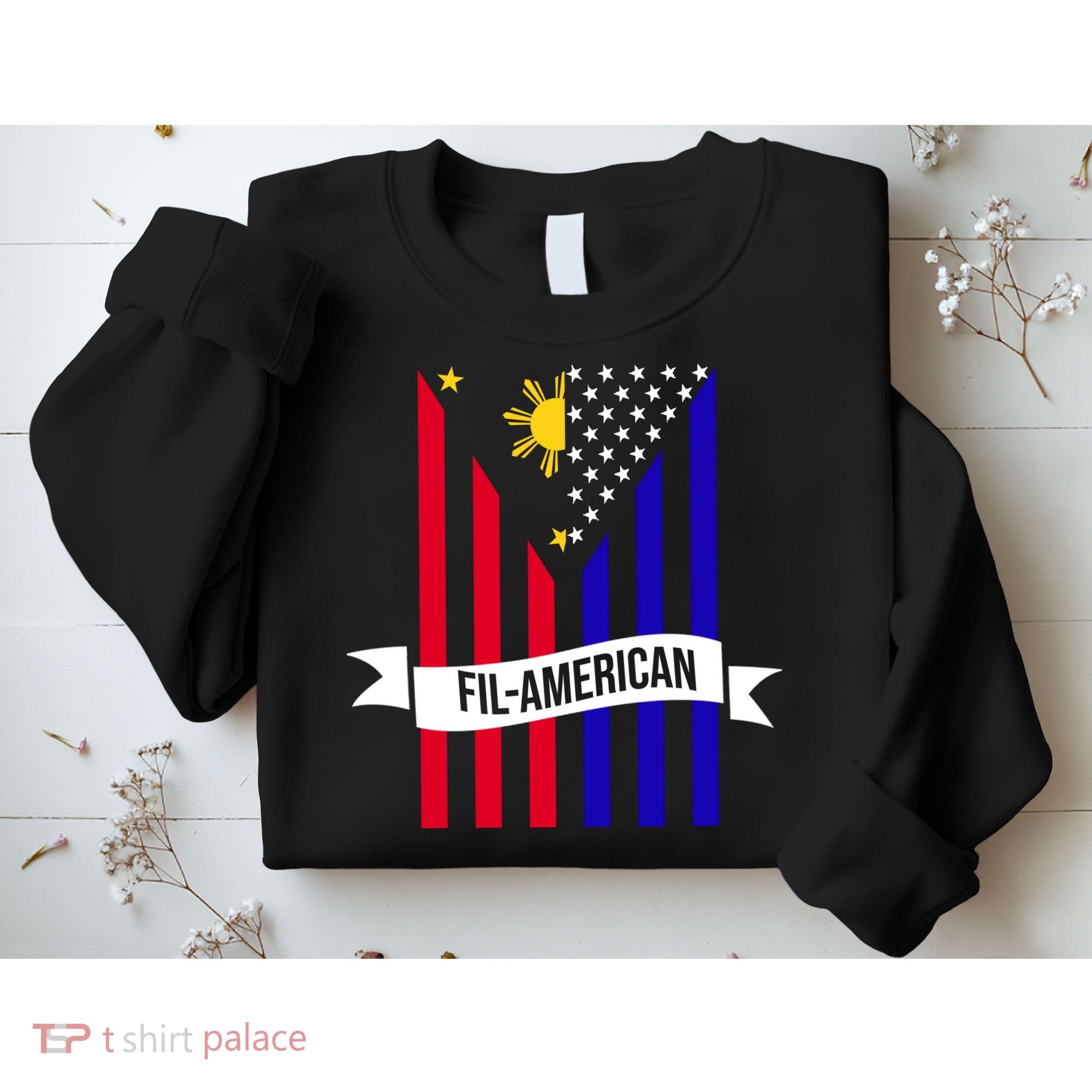 FillAmerican Filipino Philippines USA Flag Sweatshirt