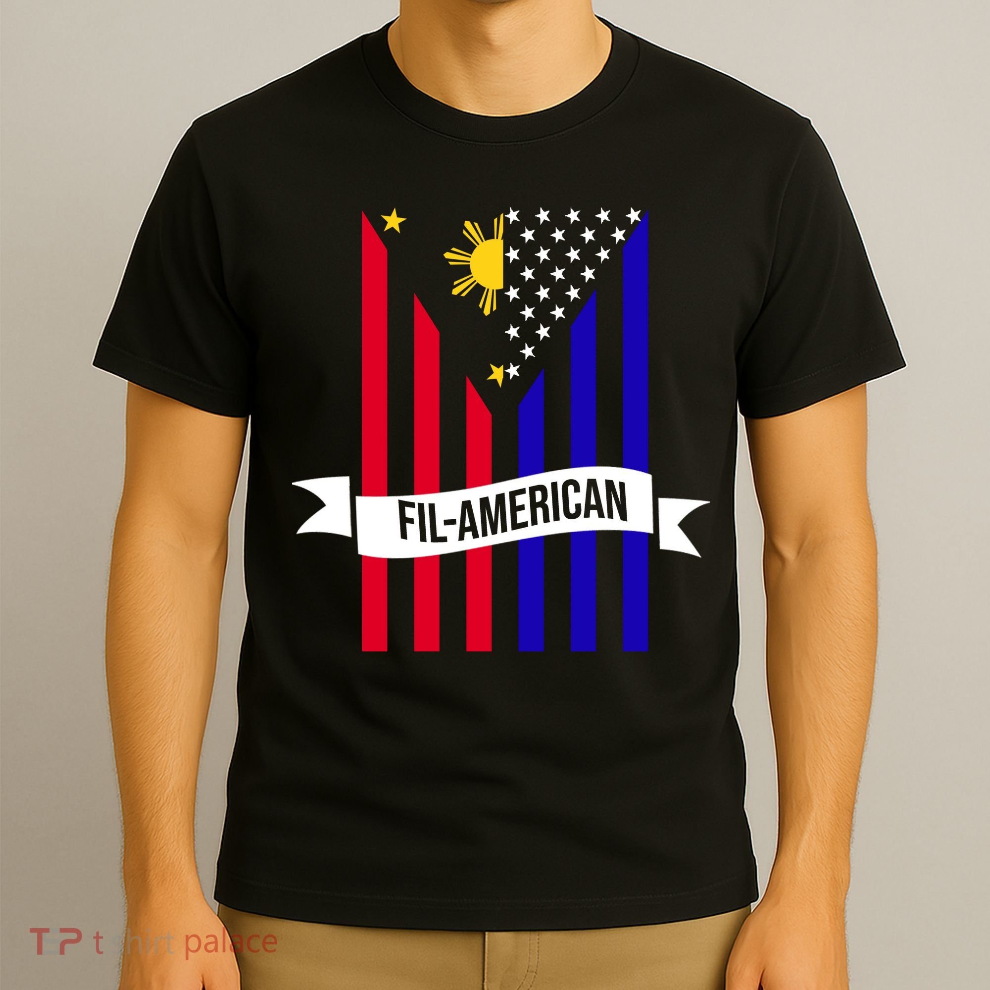 FillAmerican Filipino Philippines USA Flag T-Shirt
