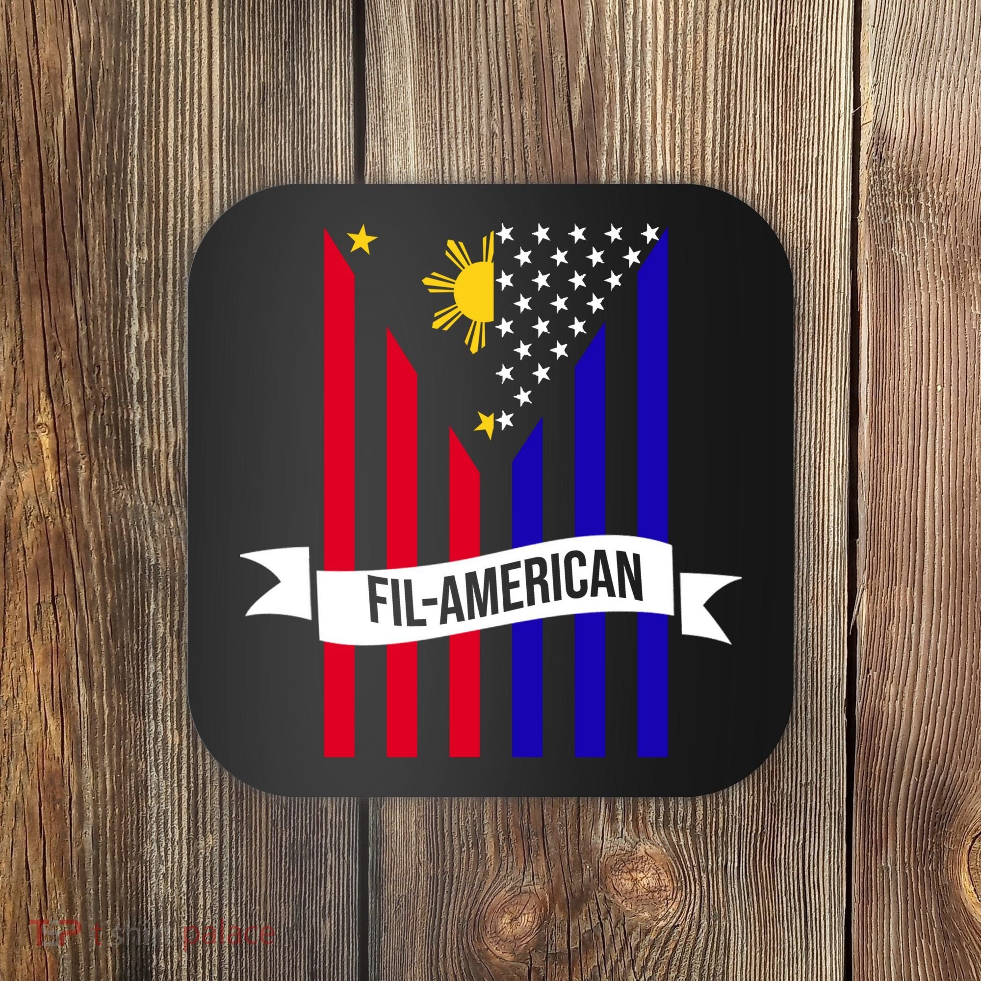 FillAmerican Filipino Philippines USA Flag Coaster