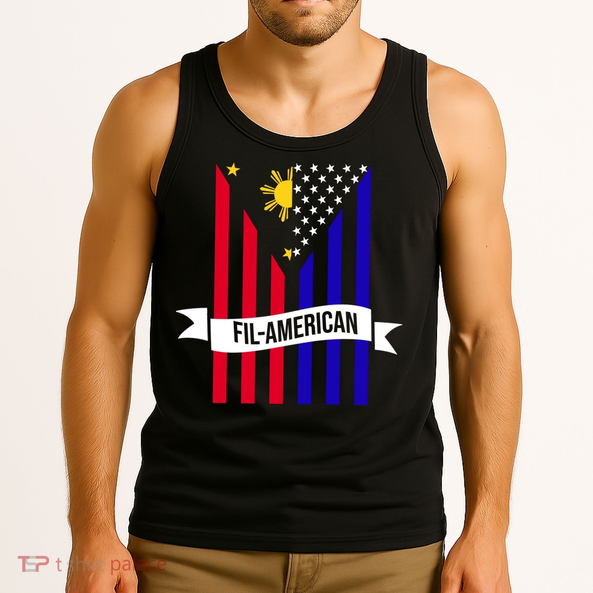 FillAmerican Filipino Philippines USA Flag Tank Top